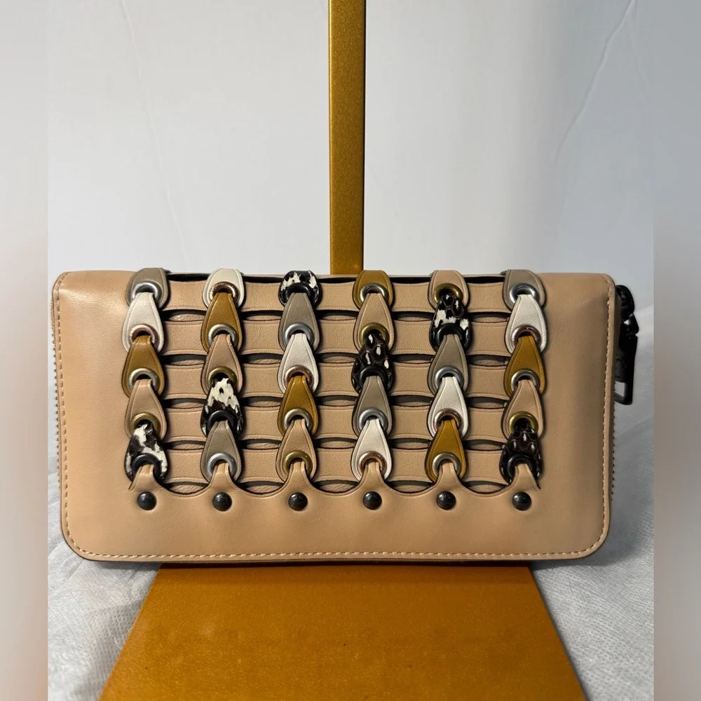 Coach Tan 1941 Link exotic phyton wallet rare multicolor leather zip around - Picture 1 of 14